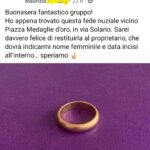 Il post creato su Facebook per la ricerca del proprietario della fede nuziale smarrita al Vomero